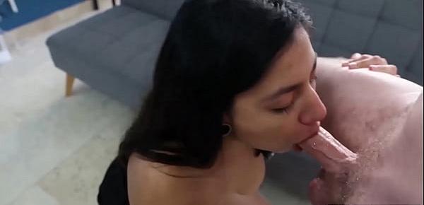  Sloppy oral with sexy all natural brunette Latina